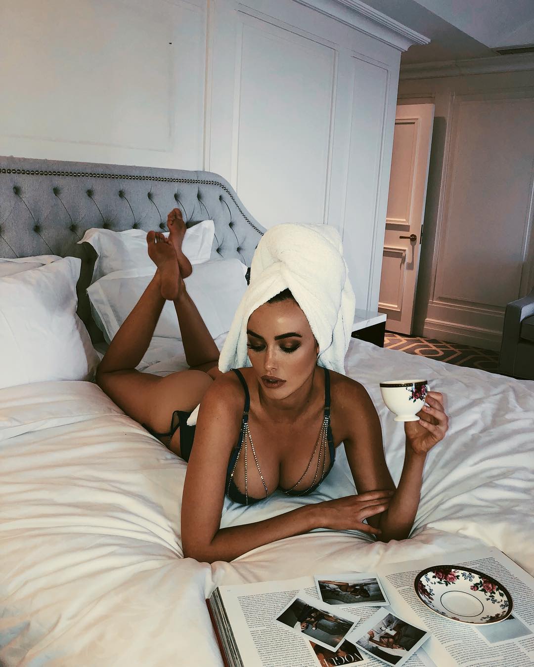 Sarah Stephens looks astonishing in various lingerie outfits