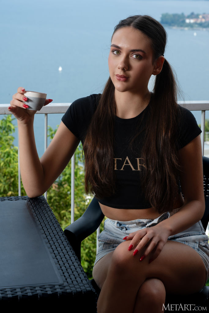 Vixi Rafi Pigtailed Beauty Wriggles Out Of Her Denim Skirt And T-shirt