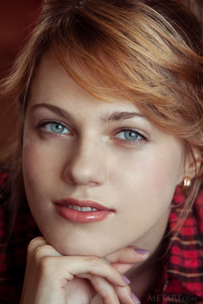Shirley Tate - Red head barely legal beauty takes off her shirt and panties