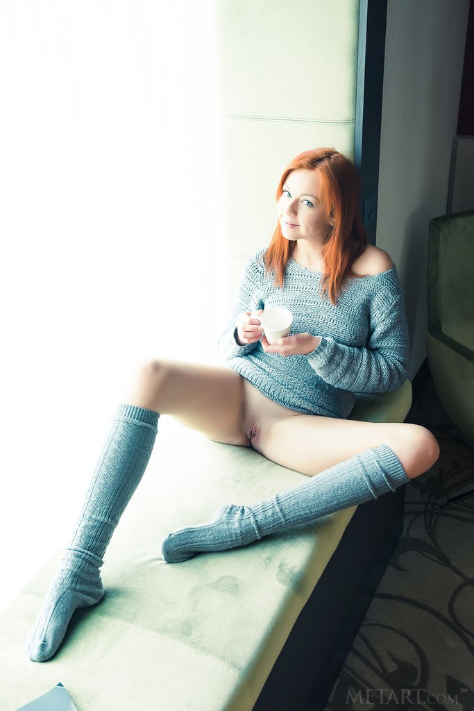 Elen Moore - Long socks to keep her warm as she takes off everything