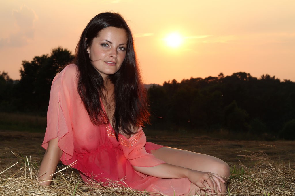 Lucie - Dancing at sunset getting naked in the field