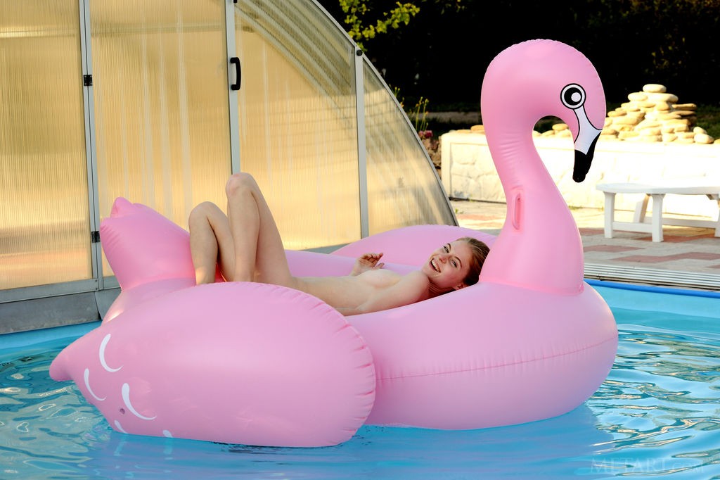 Shayla - Tiny, cute teen takes it off and plays naked in the pool