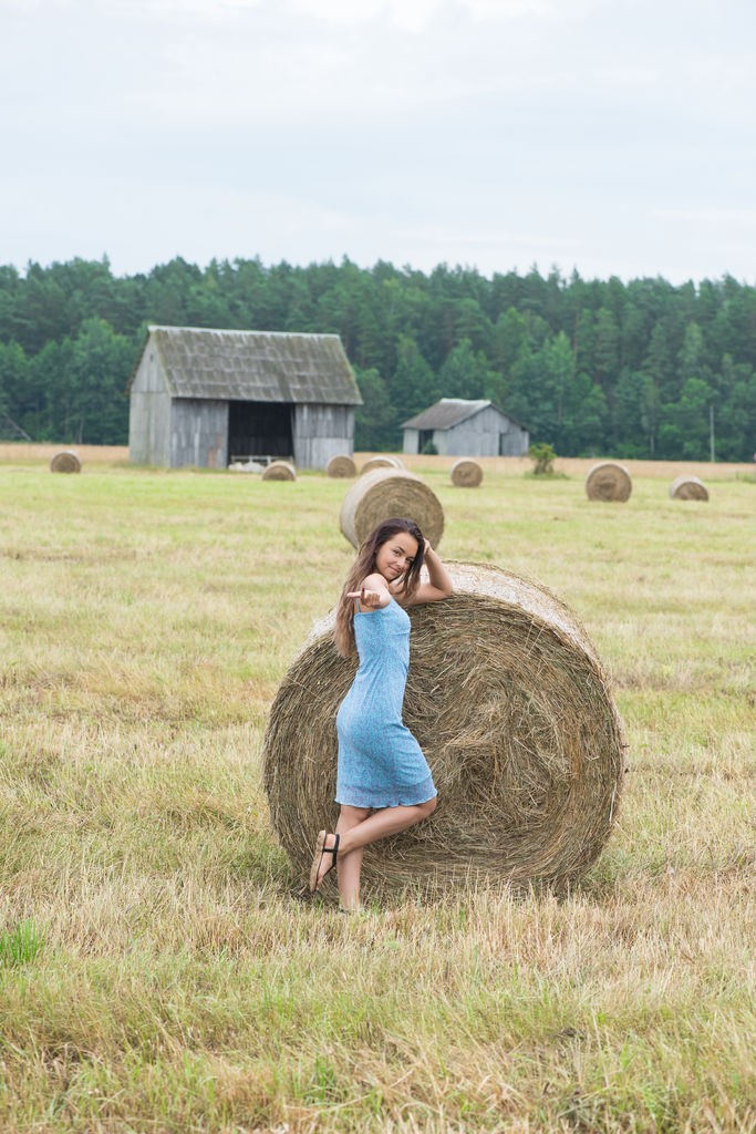 Slava - Naughty country girl gets naked on hay in a field