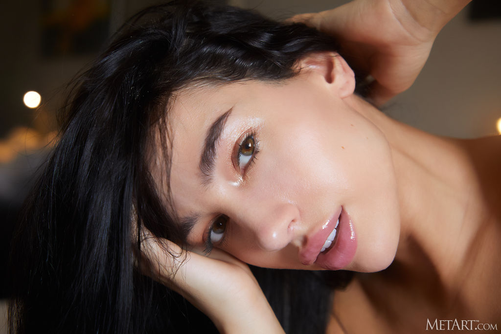 Kama Oxi Seductive Raven-haired Beauty Fondles Her Perky Breasts - Met Art