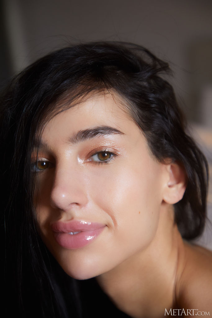 Kama Oxi Seductive Raven-haired Beauty Fondles Her Perky Breasts - Met Art