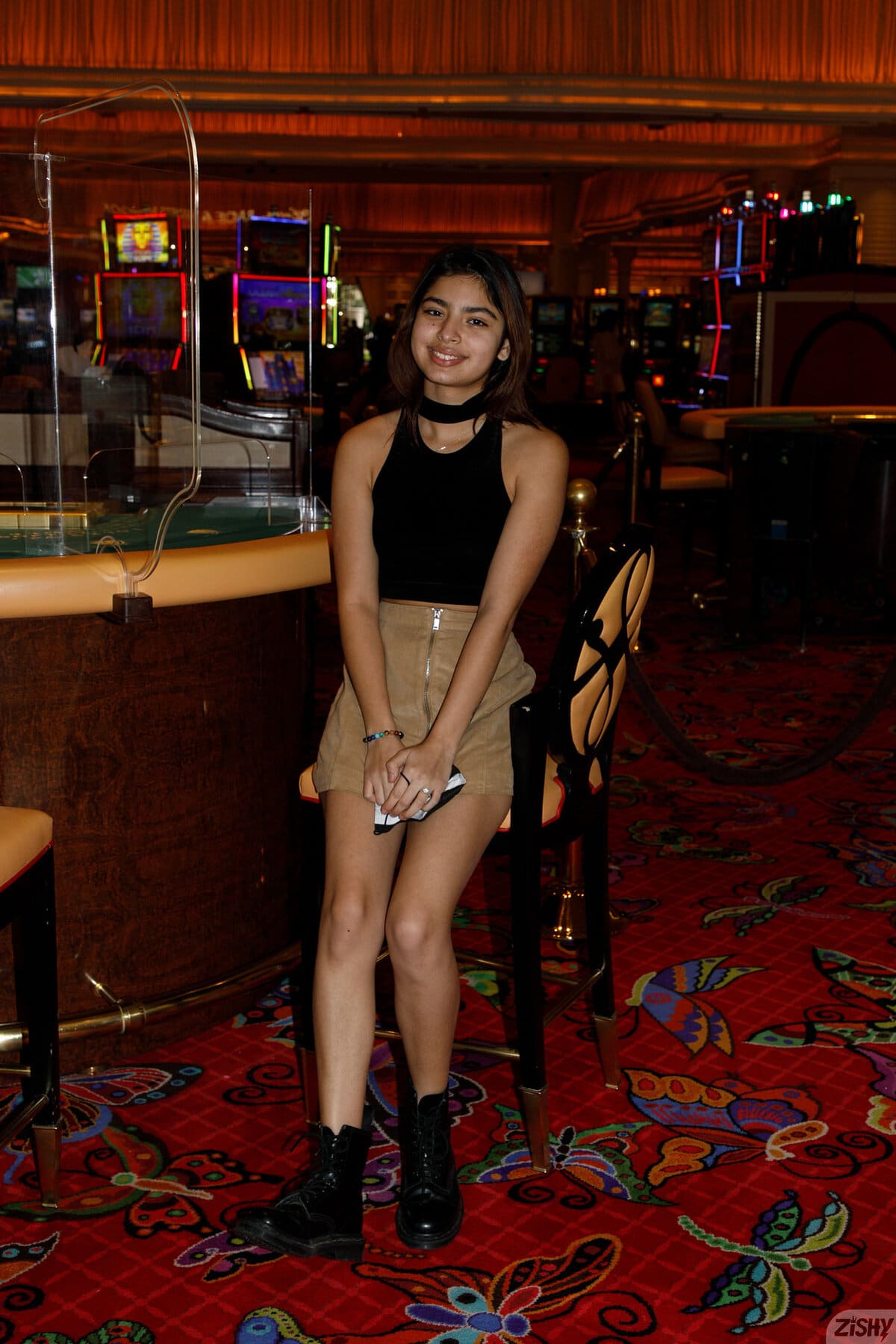 Hazel Heart looks adorable showing off her skinny figure at Casino